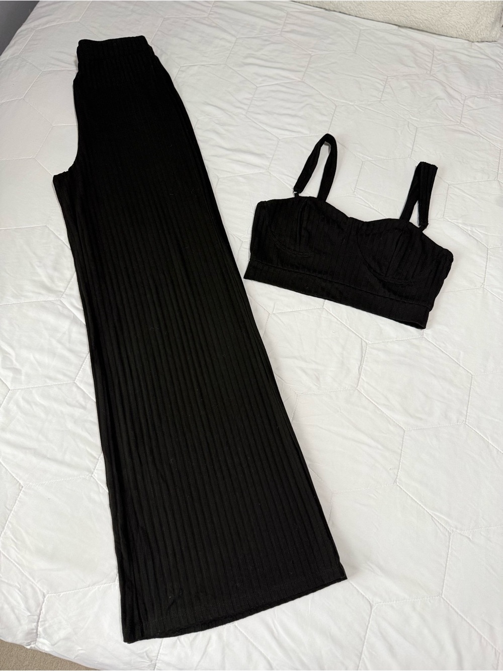 Black Palazzo Pants & Cropped Cami Top 2-Piece Set
